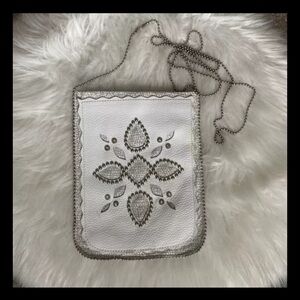 LEATHEROCK CELL PHONE POUCH CROSSBODY CRYSTALS STUDS